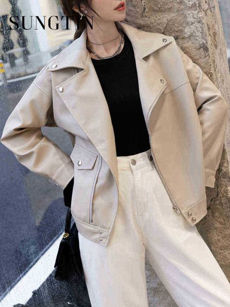 sungtin faux leather jacket women spring autumn fashion streetwear loose pu coats female korean punk moto biker clothing cool bf j220727, Black
sungtin faux leather jacket women spring autumn fashion streetwear loose pu coats female korean punk moto biker clothing cool bf j220727, Black