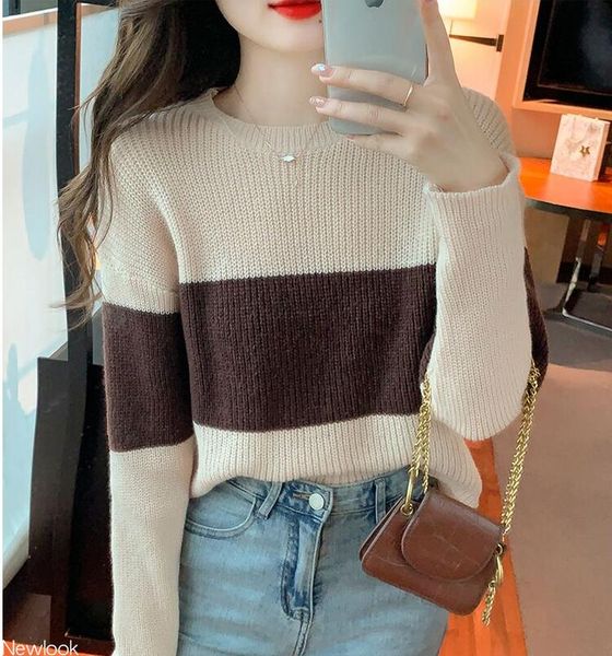 women sweaters causal loose knitted pullovers irregular stripe female jumper oversized sweater for long open coat, White;black
women sweaters causal loose knitted pullovers irregular stripe female jumper oversized sweater for long open coat, White;black