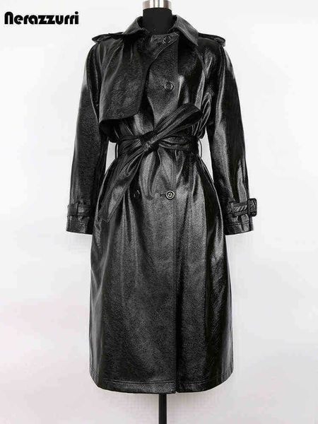 nerazzurri autumn long loose shiny reflective lacquer leather trench coat for women double breasted cool luxury designer fashion j220727, Black
nerazzurri autumn long loose shiny reflective lacquer leather trench coat for women double breasted cool luxury designer fashion j220727, Black