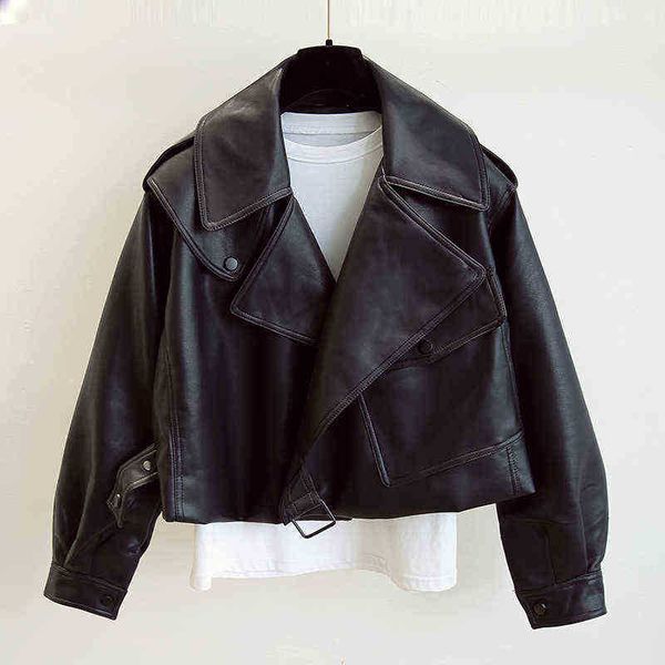 ftlzz new spring women faux leather jacket biker red white jacket collar pu motorcycle jackets loose streetwear outerwear j220727, Black
ftlzz new spring women faux leather jacket biker red white jacket collar pu motorcycle jackets loose streetwear outerwear j220727, Black