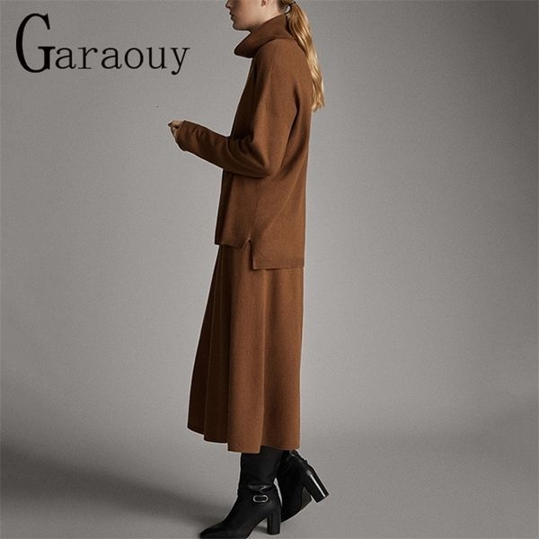 two piece dress garaouy autumn winter women solid turtleneck pullover loose sweater high waist midi skirt female knit jumper bottoms 221115, White
two piece dress garaouy autumn winter women solid turtleneck pullover loose sweater high waist midi skirt female knit jumper bottoms 221115, White