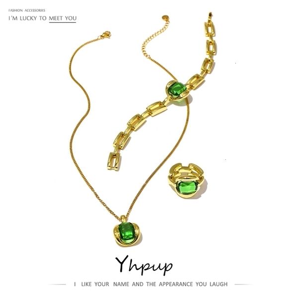 wedding jewelry sets yhpup gold stainless steel set necklace ring bracelet fashion green glass crystal pendant chain 18 k plated waterproof, Slivery;golden
wedding jewelry sets yhpup gold stainless steel set necklace ring bracelet fashion green glass crystal pendant chain 18 k plated waterproof, Slivery;golden
