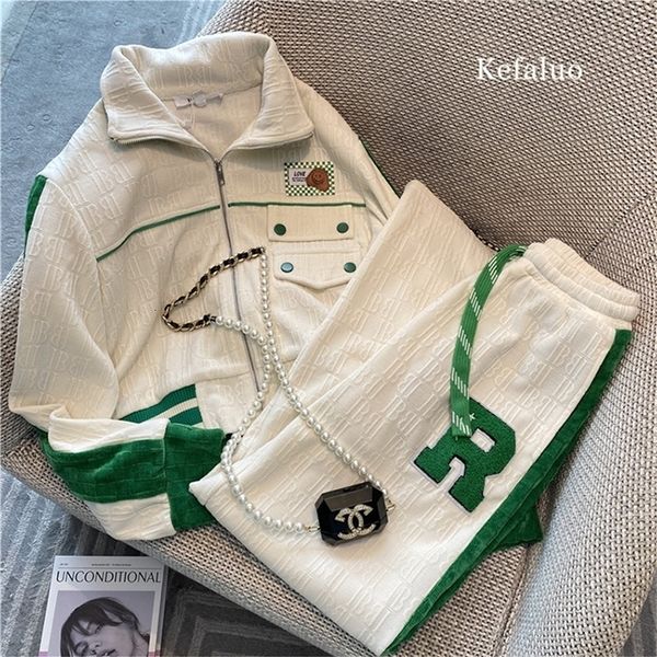 womens two piece pants women casual brand suit autumn winter lapel zipper long sleeve coatselastic waist trousers 2 piec set 221115, White
womens two piece pants women casual brand suit autumn winter lapel zipper long sleeve coatselastic waist trousers 2 piec set 221115, White
