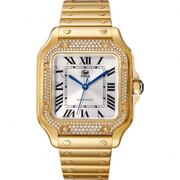 men's watch sports style automatic mechanical movement diamond dial fine steel case strap delicate appearance suitable for gift giving, Slivery;brown
men's watch sports style automatic mechanical movement diamond dial fine steel case strap delicate appearance suitable for gift giving, Slivery;brown