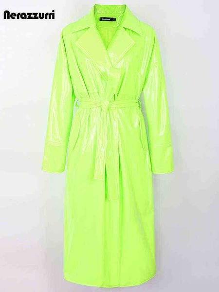 nerazzurri spring autumn long oversized bright green pink lacquer leather trench coat for women sharpen luxury designer clothing j220727, Black
nerazzurri spring autumn long oversized bright green pink lacquer leather trench coat for women sharpen luxury designer clothing j220727, Black
