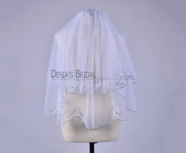 2016 simple short wedding veils with bling beadeds sequins crystals two layer wasit length white tulle bridal accessories ho8752840, Black
2016 simple short wedding veils with bling beadeds sequins crystals two layer wasit length white tulle bridal accessories ho8752840, Black