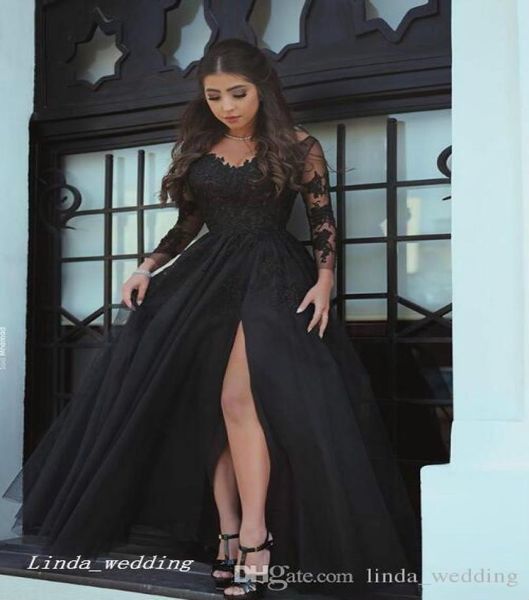 2019 modern long sleeves evening dress modest thinghigh split chiffon a line black formal party gown custom made plus size2986049, Black;red
2019 modern long sleeves evening dress modest thinghigh split chiffon a line black formal party gown custom made plus size2986049, Black;red