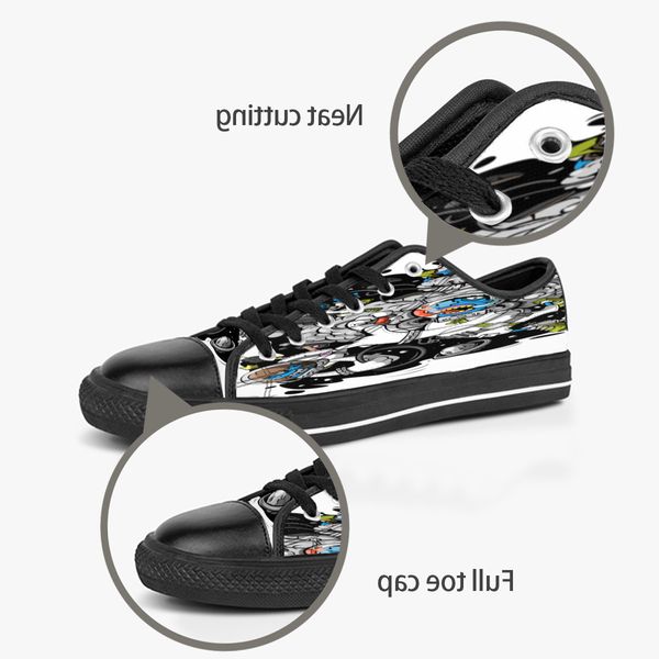 men women diy custom shoes low canvas skateboard sneakers triple black customization uv printing sports sneakers xuebi 162-4
men women diy custom shoes low canvas skateboard sneakers triple black customization uv printing sports sneakers xuebi 162-4