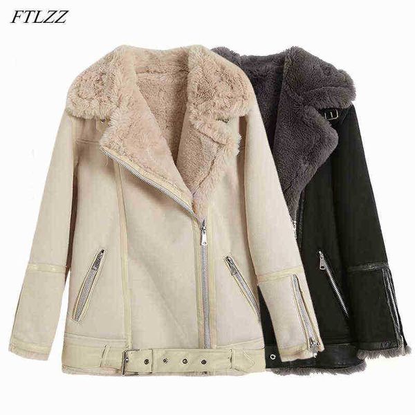 ftlzz winter women lamb wool faux leather fur coat thickening snow zipper pu leather coat warm chic female outfit with belt j220727, Black
ftlzz winter women lamb wool faux leather fur coat thickening snow zipper pu leather coat warm chic female outfit with belt j220727, Black