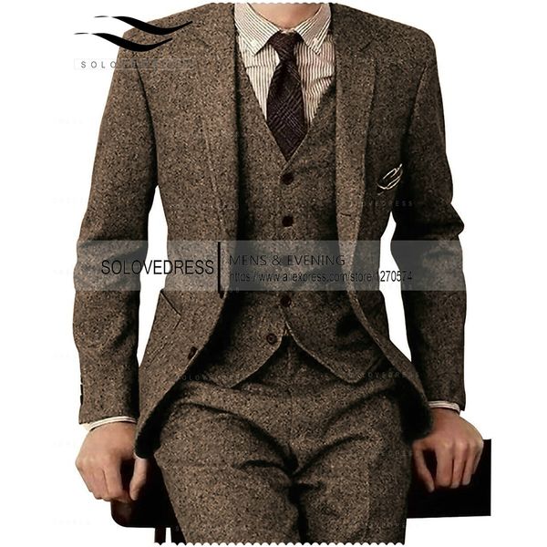 men's suits blazers brown tweed men 3 pieces formal business suit set custom gentle-mens groom wedding dress blazer jacketpantsvest 221, White;black
men's suits blazers brown tweed men 3 pieces formal business suit set custom gentle-mens groom wedding dress blazer jacketpantsvest 221, White;black