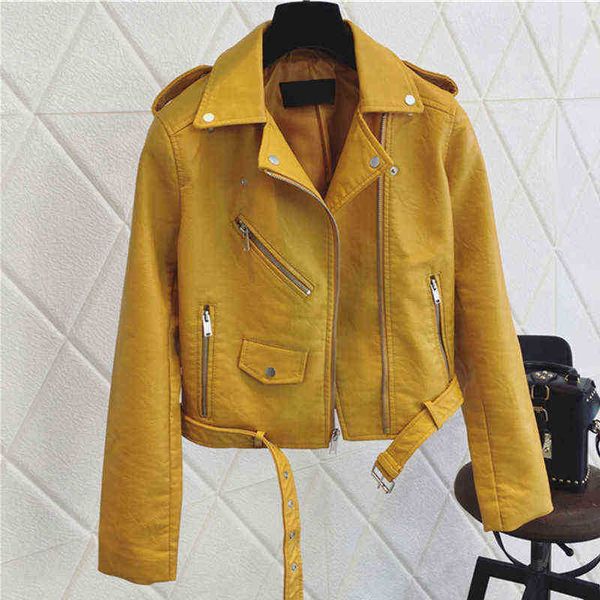 ailegogo new autumn women classic pu faux leather short jacket with belt streetwear female black moto biker jackets slim outfit j220727
ailegogo new autumn women classic pu faux leather short jacket with belt streetwear female black moto biker jackets slim outfit j220727