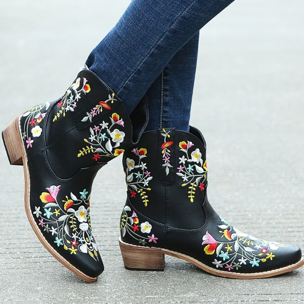 boots women's western cowboy boots embroidered pointed toe plus size leather boots casual outdoor hiking shoes botas plataforma mujer 2, Black
boots women's western cowboy boots embroidered pointed toe plus size leather boots casual outdoor hiking shoes botas plataforma mujer 2, Black