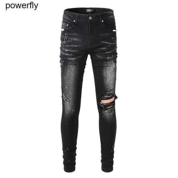 men's jeans new designer amirs casual worn washed splash color painting slim men's fashion jeans pants, Blue
men's jeans new designer amirs casual worn washed splash color painting slim men's fashion jeans pants, Blue