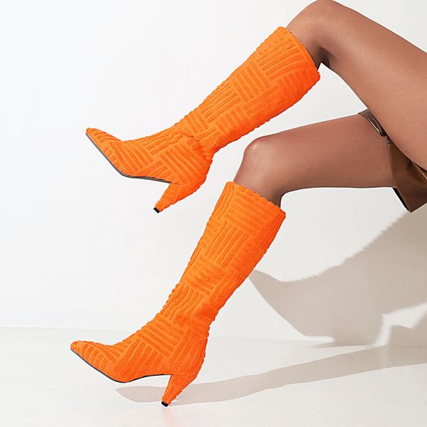 boots ochanmeb big plus women's spike heels kneehigh boots novelty towel fabric green orange pointy toe slipon knee high boots winter 2, Black
boots ochanmeb big plus women's spike heels kneehigh boots novelty towel fabric green orange pointy toe slipon knee high boots winter 2, Black