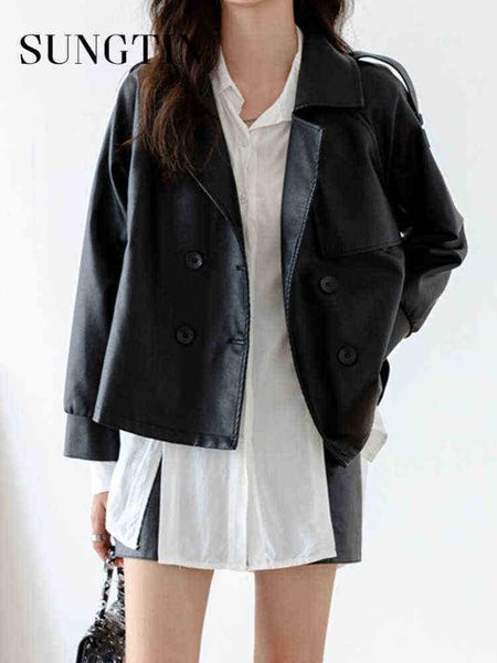 sungtin spring pu faux leather jackets women double breasted moto biker punk oversize jackets female lapel elegant outfit j220727, Black
sungtin spring pu faux leather jackets women double breasted moto biker punk oversize jackets female lapel elegant outfit j220727, Black