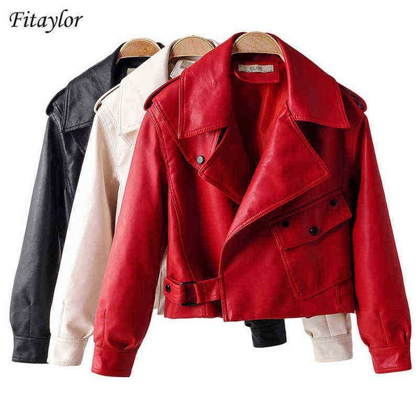 fitaylor autumn women pu faux leather jacket collar loose streetwear red punk outerwear motorcycle biker black coat j220727
fitaylor autumn women pu faux leather jacket collar loose streetwear red punk outerwear motorcycle biker black coat j220727