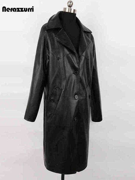 nerazzurri autumn long black pu leather trench coat for women laplel single breasted casual loose korean fashion outerwear 2022 j220727
nerazzurri autumn long black pu leather trench coat for women laplel single breasted casual loose korean fashion outerwear 2022 j220727