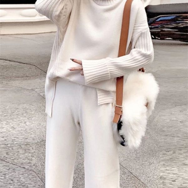 womens two piece pants sweater set warm suit for women winter knitted suits 2 soild turtleneck loose trousers office lady suit 221115, White
womens two piece pants sweater set warm suit for women winter knitted suits 2 soild turtleneck loose trousers office lady suit 221115, White
