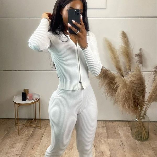womens two piece pants adogirl solid knitted rib 2 sets women autumn winter tracksuit turn down collar long sleeve zipper shirt skinny 22111, White
womens two piece pants adogirl solid knitted rib 2 sets women autumn winter tracksuit turn down collar long sleeve zipper shirt skinny 22111, White