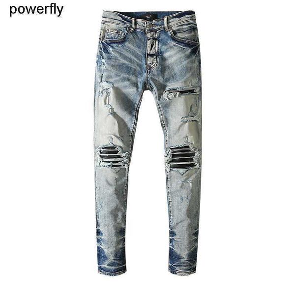 men's jeans designer washing amirs water blue hole patch patching skinny elastic legged fashion streetwear jeans
men's jeans designer washing amirs water blue hole patch patching skinny elastic legged fashion streetwear jeans