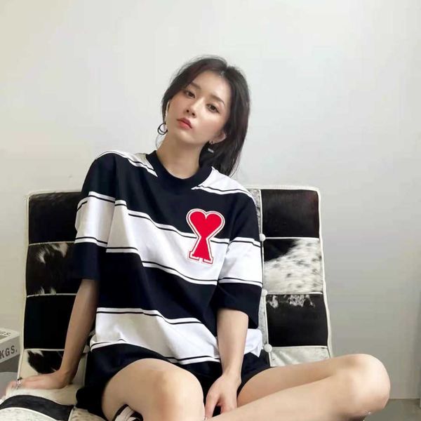 men women t-shirt am heart designer solid cotton love stripe short sleeve 2022 french fashion brand peach embroidery loose iym9 casua, White;black
men women t-shirt am heart designer solid cotton love stripe short sleeve 2022 french fashion brand peach embroidery loose iym9 casua, White;black