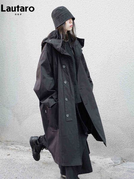 lautaro spring autumn long oversized black hooded trench coat dark academia aesthetic luxury designer clothing for women 2022 j220727
lautaro spring autumn long oversized black hooded trench coat dark academia aesthetic luxury designer clothing for women 2022 j220727