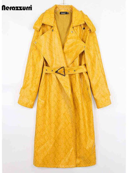 nerazzurri spring autumn long oversized colorful snake print patent leather trench coat for women belt runway fashion 2022 j220727, Black
nerazzurri spring autumn long oversized colorful snake print patent leather trench coat for women belt runway fashion 2022 j220727, Black