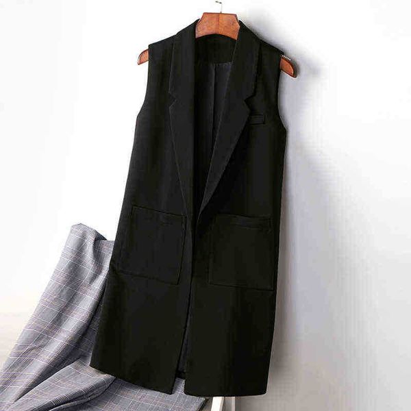ftlzz summer new women chiffon lapels solid color long blazer vest jacket lady jacket female spring loose sleeveless classic vest j220727, Black
ftlzz summer new women chiffon lapels solid color long blazer vest jacket lady jacket female spring loose sleeveless classic vest j220727, Black