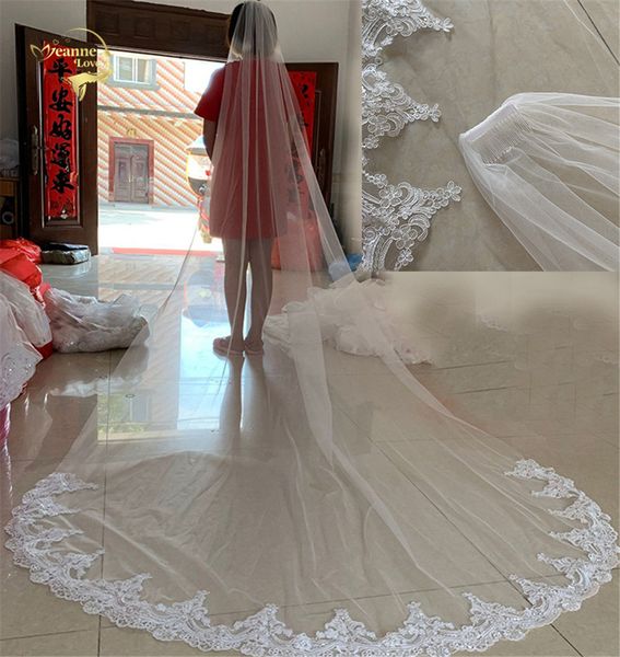 white/ivory wedding veils long lace edge flower appliqued cathedral length bridal veil with comb 3meters velo de novia, Black
white/ivory wedding veils long lace edge flower appliqued cathedral length bridal veil with comb 3meters velo de novia, Black