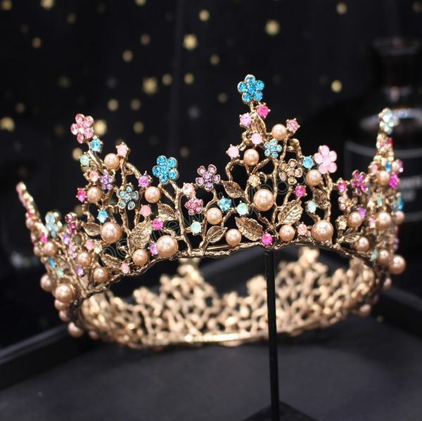 luxury princess round crown colorful crystal pearl big tiaras women bridal wedding costume hair accessories, White;golden
luxury princess round crown colorful crystal pearl big tiaras women bridal wedding costume hair accessories, White;golden