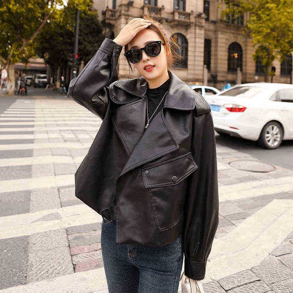 fitaylor women faux leather jacket women loose design punk motorcycle biker jacket lapel jacket soft pu leather outerwear j220727, Black
fitaylor women faux leather jacket women loose design punk motorcycle biker jacket lapel jacket soft pu leather outerwear j220727, Black