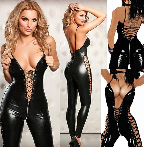 women's jumpsuits shiny pvc leather fitting bodysuit zipper open crotch wet look clubwear jumpsuits ladies party lace-up pole dance ove, Black;white
women's jumpsuits shiny pvc leather fitting bodysuit zipper open crotch wet look clubwear jumpsuits ladies party lace-up pole dance ove, Black;white