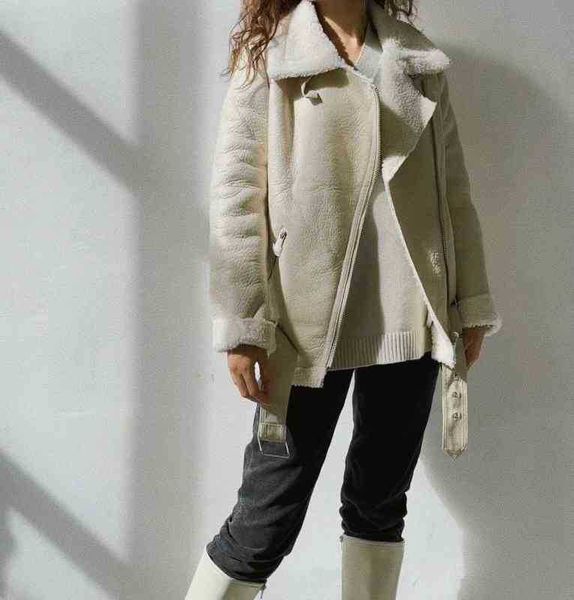 2022 winter women streewear black white thick faux leather jacket casual with belt oversized warm lamb runner female j220727
2022 winter women streewear black white thick faux leather jacket casual with belt oversized warm lamb runner female j220727