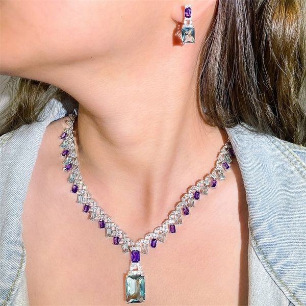 wedding jewelry sets cwwzircons beautiful purple blue cubic zircon crystal dangle drop bridal necklace party for women t605 221115, Slivery;golden
wedding jewelry sets cwwzircons beautiful purple blue cubic zircon crystal dangle drop bridal necklace party for women t605 221115, Slivery;golden