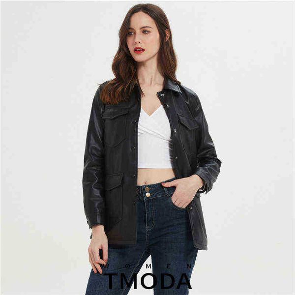 tmoda2128 2022 women black faux leather long jackets vintage motor biker jackets elegant tie belt waist pockets buttons jackets j220727
tmoda2128 2022 women black faux leather long jackets vintage motor biker jackets elegant tie belt waist pockets buttons jackets j220727
