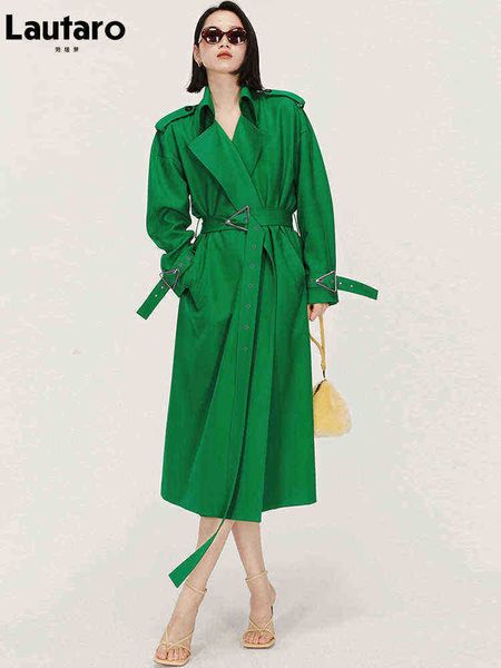 lautaro spring autumn long green black trench coat for women belt luxury elegant european fashion overcoat 2022 j220727
lautaro spring autumn long green black trench coat for women belt luxury elegant european fashion overcoat 2022 j220727