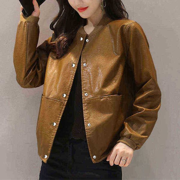 ftlzz new spring autumn women high street solid color long sleeve pu jacket casual oneck single breasted faux leather jacket j220727, Black
ftlzz new spring autumn women high street solid color long sleeve pu jacket casual oneck single breasted faux leather jacket j220727, Black