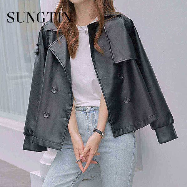 sungtin new korea black oversized pu leather jacket women belt fashion high street loose faux leather jackets vintage punk jackets j220727
sungtin new korea black oversized pu leather jacket women belt fashion high street loose faux leather jackets vintage punk jackets j220727