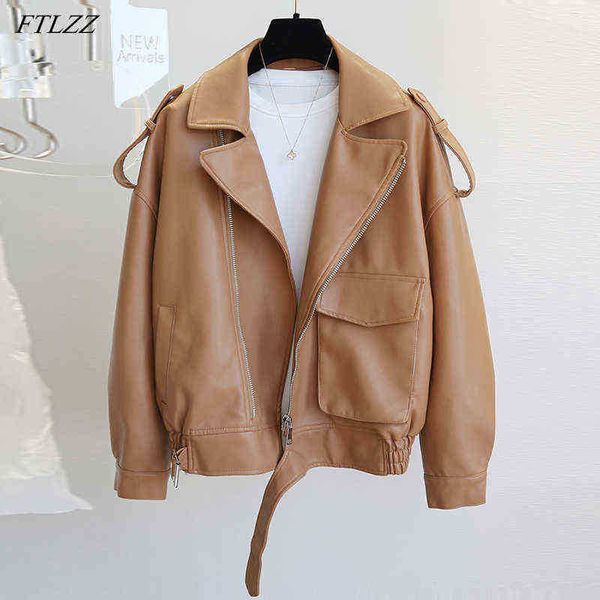 ftlzz autumn winter new soft faux leather jacket women loose moto bike coat streetwear female brown pu leather jackets with belt j220727, Black
ftlzz autumn winter new soft faux leather jacket women loose moto bike coat streetwear female brown pu leather jackets with belt j220727, Black