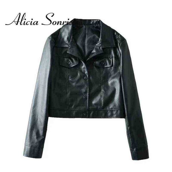 spring autumn women punk 2022 pu turndown collar short motorcycle singlebreasted solid street hipster leather jacket feminino j220727, Black
spring autumn women punk 2022 pu turndown collar short motorcycle singlebreasted solid street hipster leather jacket feminino j220727, Black