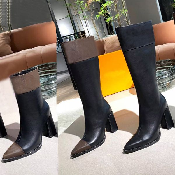 high heeled long boots autumn winter pointed printed shoes coarse heel women shoes leather zipper letter designer shoe lady heels flat knee, Black
high heeled long boots autumn winter pointed printed shoes coarse heel women shoes leather zipper letter designer shoe lady heels flat knee, Black