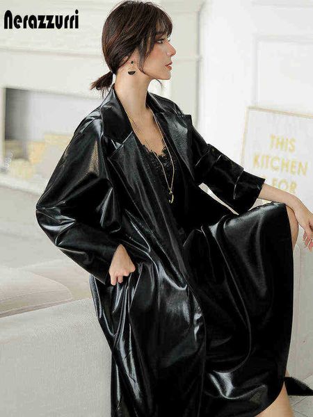 nerazzurri autumn long oversized shiny lacquer leather trench coat for women belt runway waterproof raincoat korean fashion 2021 j220727, Black
nerazzurri autumn long oversized shiny lacquer leather trench coat for women belt runway waterproof raincoat korean fashion 2021 j220727, Black