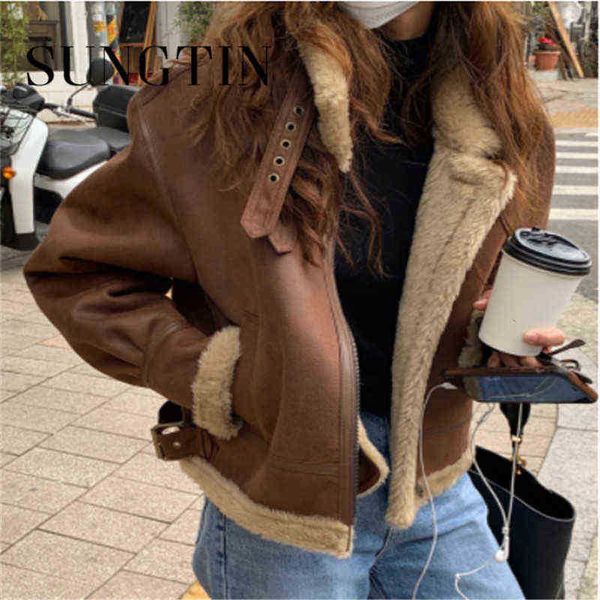 sungtin wool fleece patchwork faux leather jackets women winter thicken fur pu short overcoat female loose streetwear vintage j220727, Black
sungtin wool fleece patchwork faux leather jackets women winter thicken fur pu short overcoat female loose streetwear vintage j220727, Black