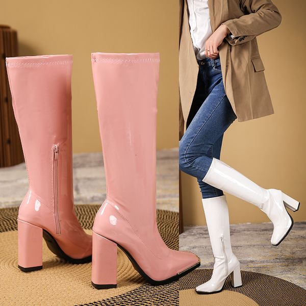 boots zipper solid color high fashion women's shoes heels knee white long square heel modern 221114, Black
boots zipper solid color high fashion women's shoes heels knee white long square heel modern 221114, Black