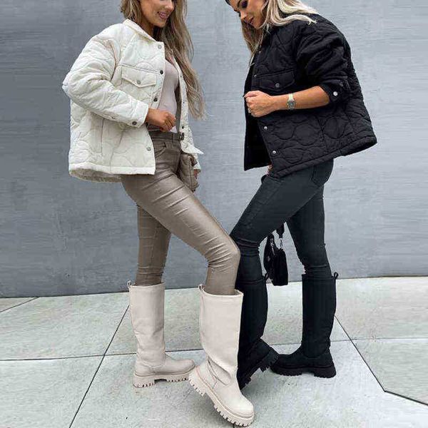2022 autumn winter jacket women parka turn down collar long sleeve jackets for women solid casual button short jacket winter jacket j220727, Black
2022 autumn winter jacket women parka turn down collar long sleeve jackets for women solid casual button short jacket winter jacket j220727, Black