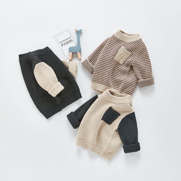 pullover born baby girls boys thick knit sweater color block knitwear pullover with pocket casual warm winter sweater outwear 221114, Blue
pullover born baby girls boys thick knit sweater color block knitwear pullover with pocket casual warm winter sweater outwear 221114, Blue