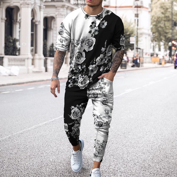 men's tracksuits summer rose pattern 3d printed short sleeve t shirt long pants 2 piece sets casual trend oversized men's clothing, Gray
men's tracksuits summer rose pattern 3d printed short sleeve t shirt long pants 2 piece sets casual trend oversized men's clothing, Gray