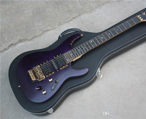 6-string purple electric guitar mahogany body 24 frets open pickup gold hardware with floyd rose and black hardcase 180901
6-string purple electric guitar mahogany body 24 frets open pickup gold hardware with floyd rose and black hardcase 180901