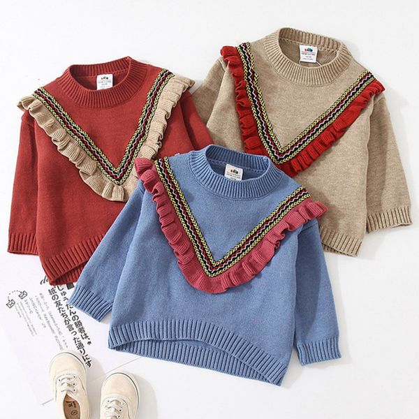 pullover autumn winter spring 2 3 4 6 8 10 12 years children o-neck knitted cotton ruffles patchwork kids baby girl sweater 221115, Blue 
pullover autumn winter spring 2 3 4 6 8 10 12 years children o-neck knitted cotton ruffles patchwork kids baby girl sweater 221115, Blue