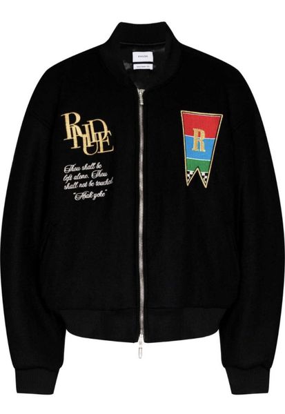 sogd 22ss rhude flower letter embroidered woolen baseball jacket high street trend hooded s coats, Black
sogd 22ss rhude flower letter embroidered woolen baseball jacket high street trend hooded s coats, Black